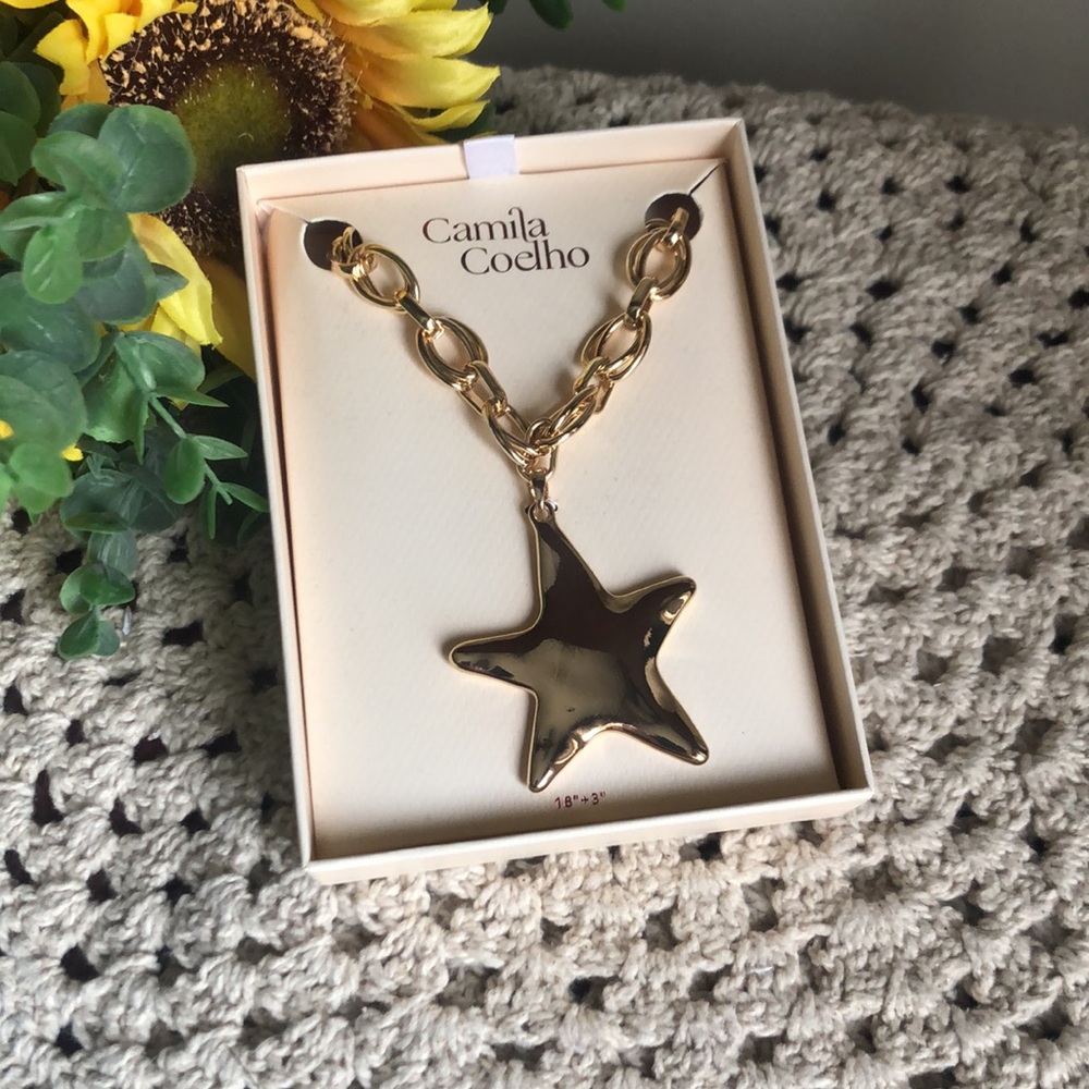Camila Coelho Shiny Gold Star Chain Necklace - Picture 7 of 7